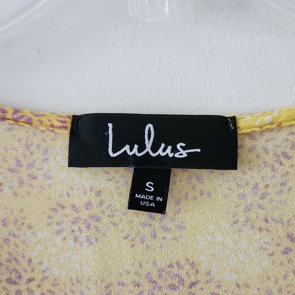 Lulus Breah Floral Print Tie Front Top Yellow Small - Picture 8 of 8